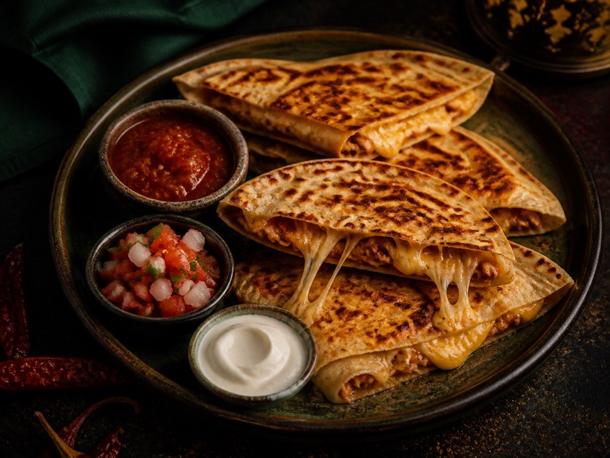 Quesadillas dorées au fromage fondant